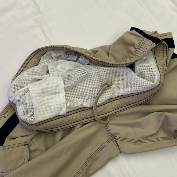 Vintage OP Ocean Pacific Men's Boardshorts Size Large Cream Stripe Swim Trunks - Picture 10 of 10